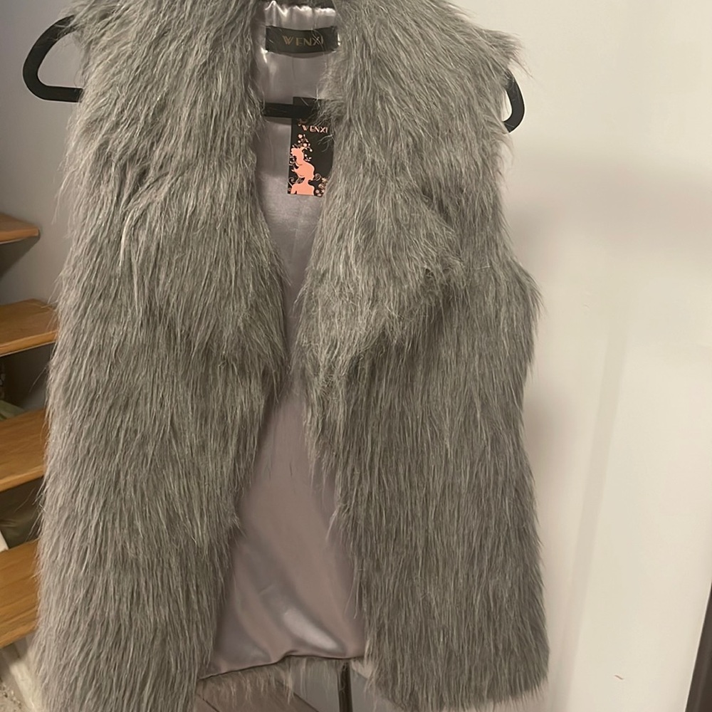Formal Grey Furry Vest